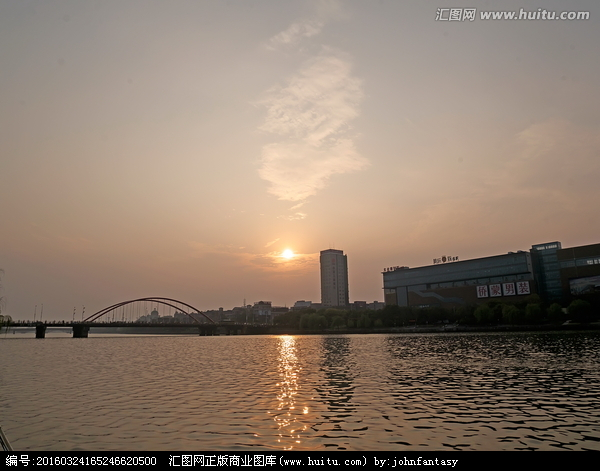 义乌篁园大桥义乌江夕阳晚霞全景,都市风光,建筑摄影,摄影,汇图网www.huitu.com